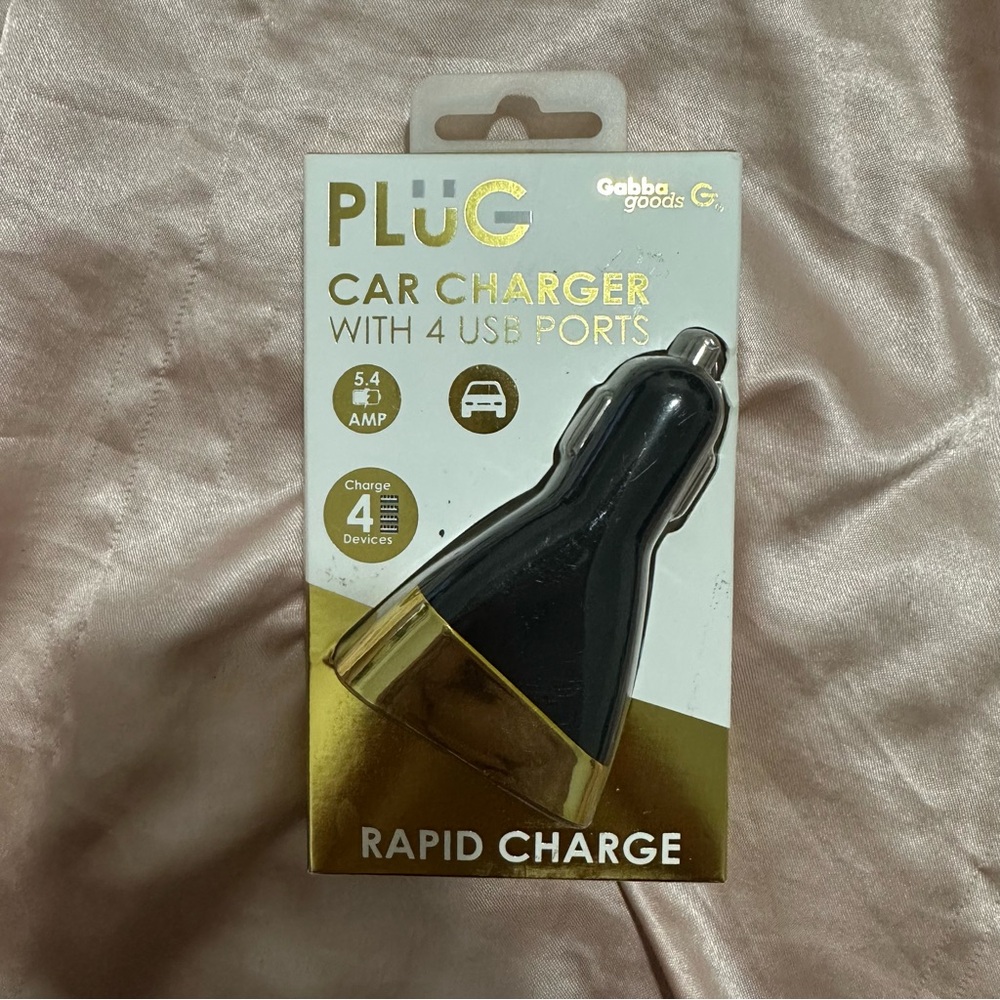 GABBA GOODS 5.4 AMP PLUG Rapid Charge Car Charger With 4 USB Ports